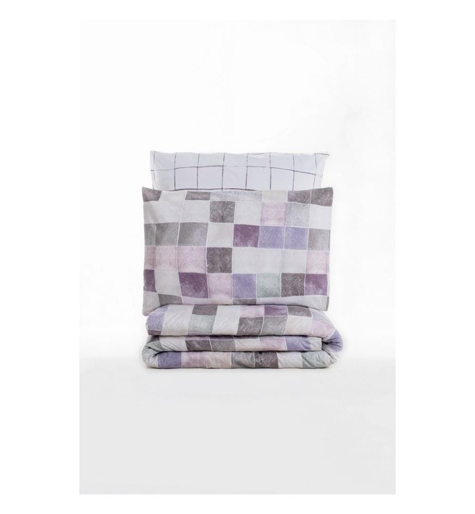 Set copripiumino singolo Ranforce, rosa antico, bianco, viola, marrone, 100% cotone Ranforce
