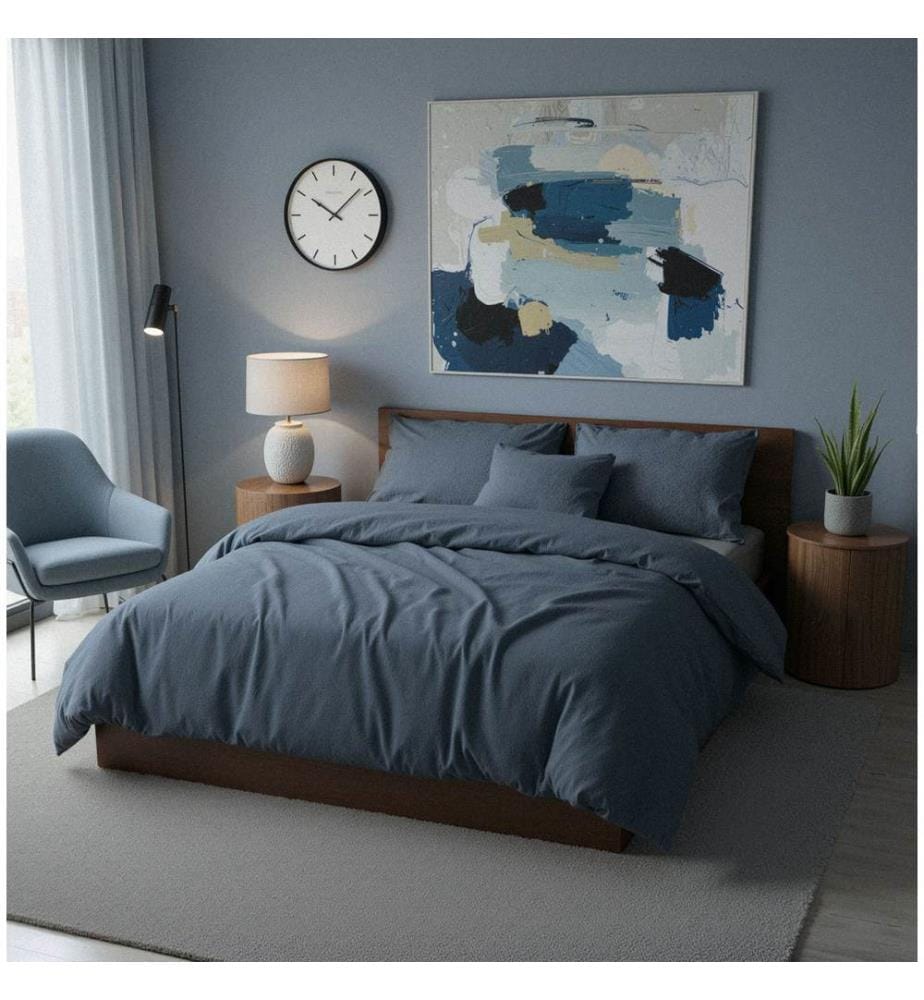 Set copripiumino singolo Ranforce, blu scuro, 100% cotone RANFORCE