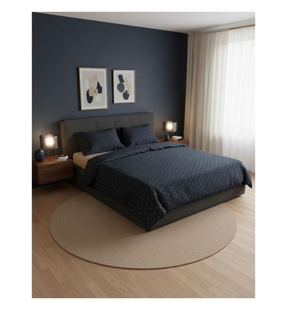 Set copripiumino Ranforce Super King, nero, grigio, 100% cotone Ranforce