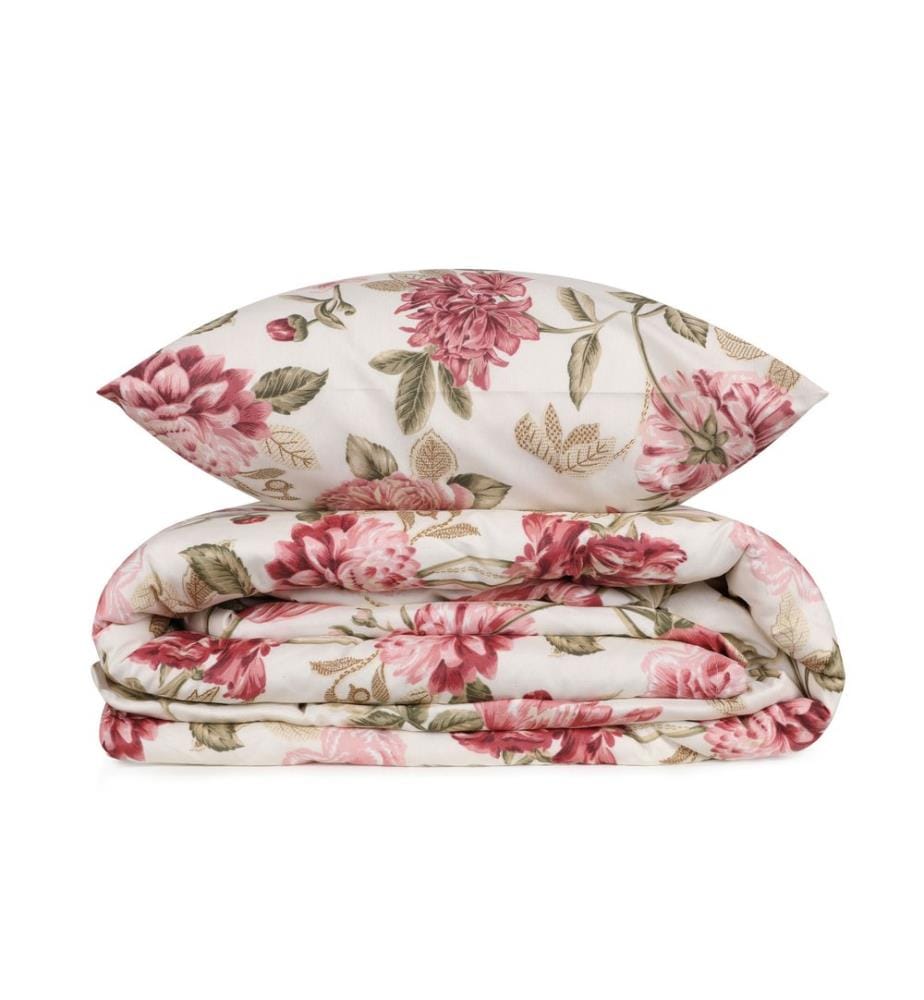 Parure de lit simple, rose, crème, vert, 65 % coton / 35 % polyester