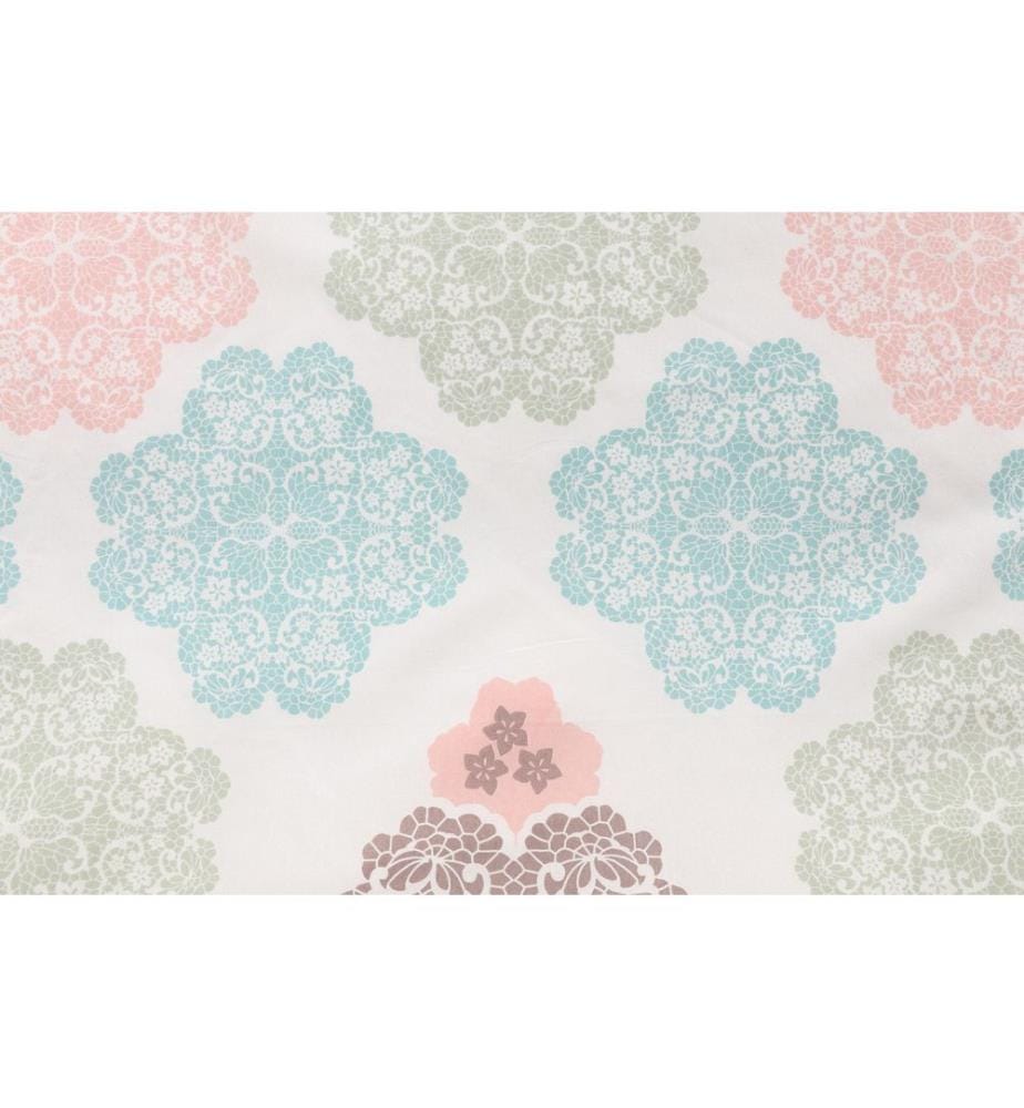 Parure de lit simple, turquoise, saumon, crème, 65 % coton / 35 % polyester