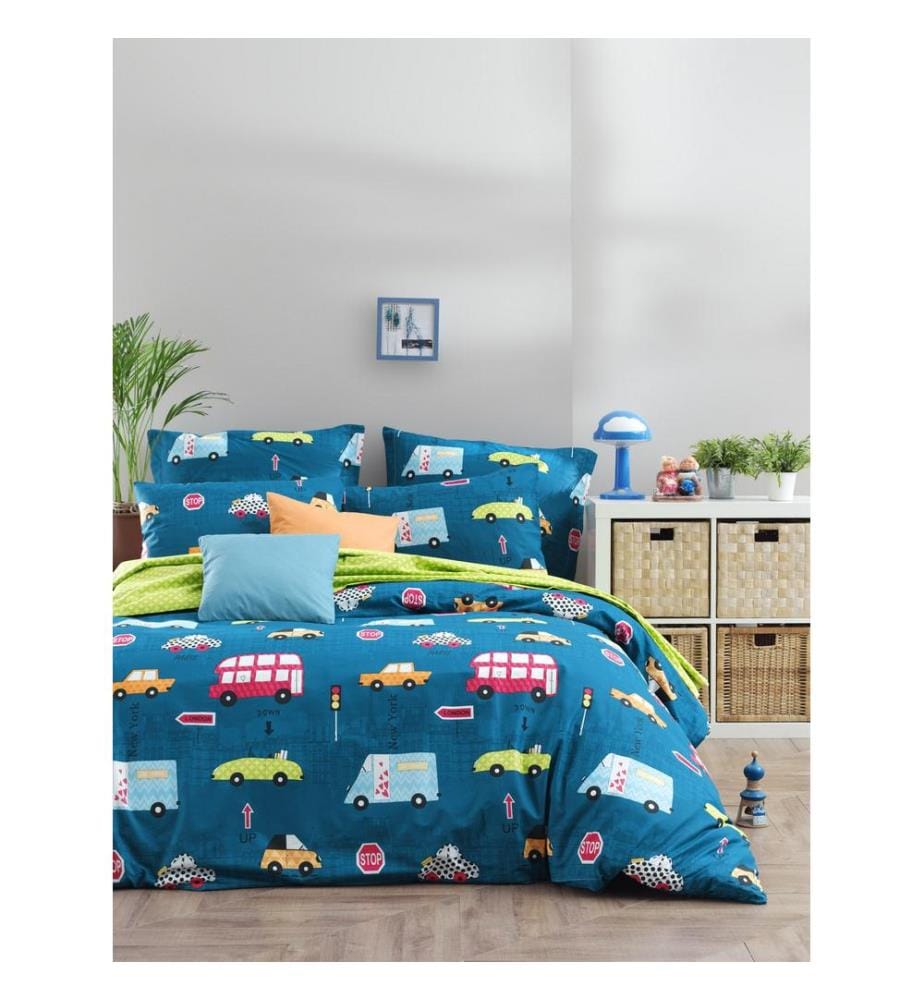 Set copripiumino King, blu, 65% cotone / 35% poliestere