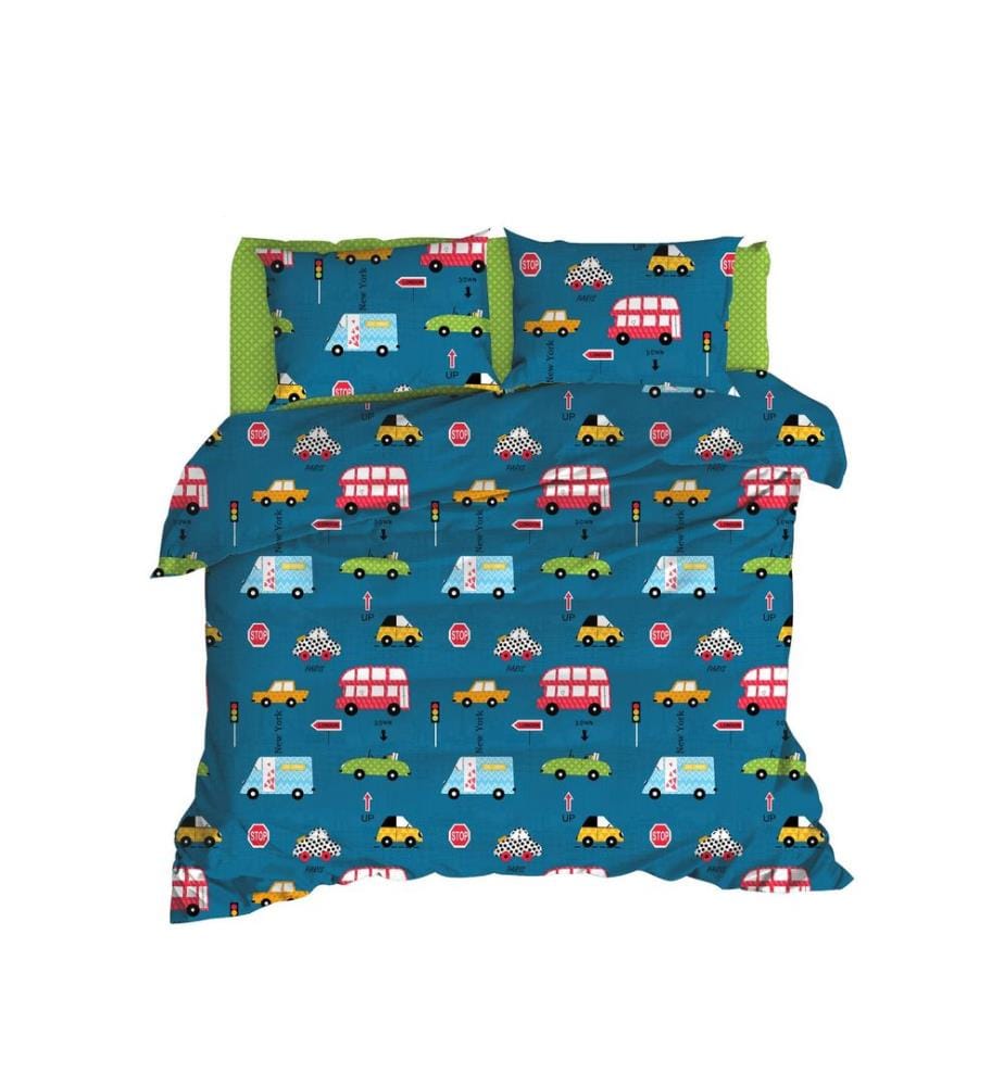 Set copripiumino King, blu, 65% cotone / 35% poliestere