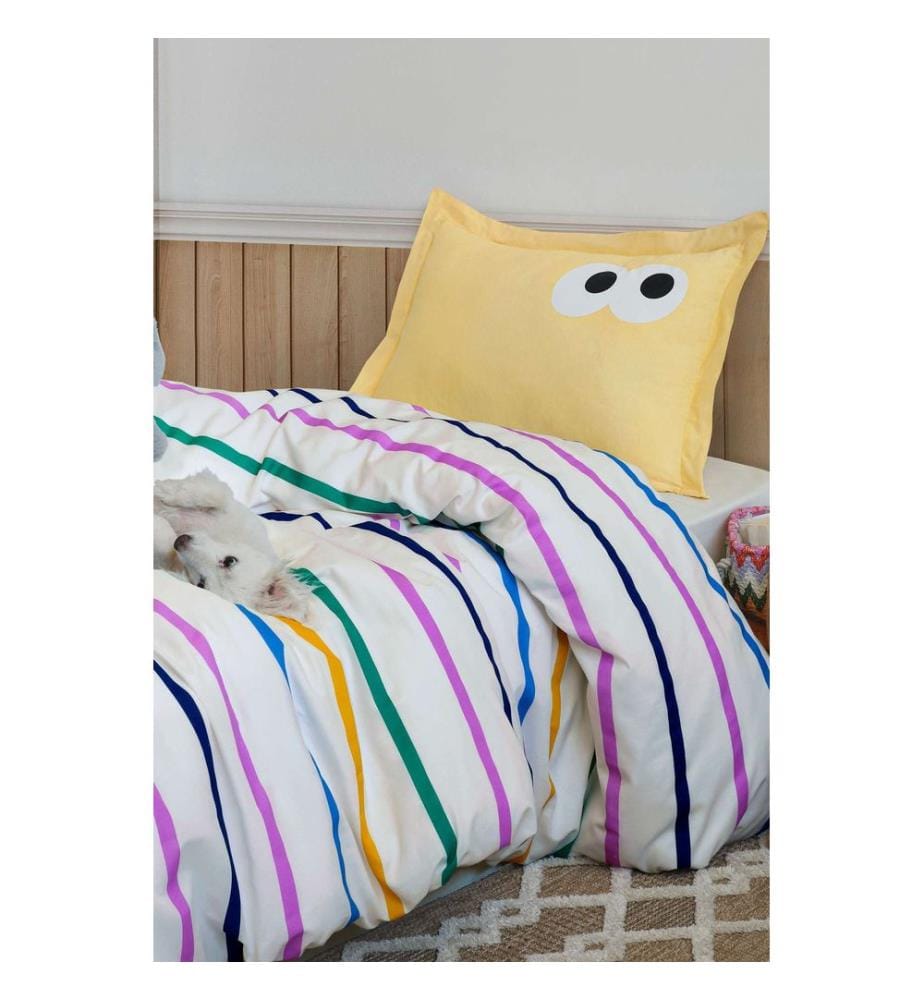 Parure de lit simple, jaune, 65 % coton / 35 % polyester