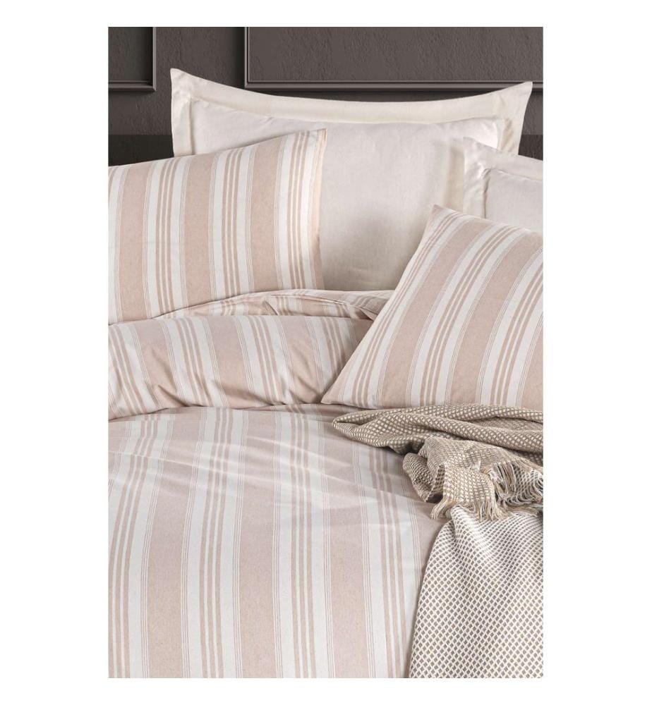 Parure de lit simple, beige, 65 % coton / 35 % polyester