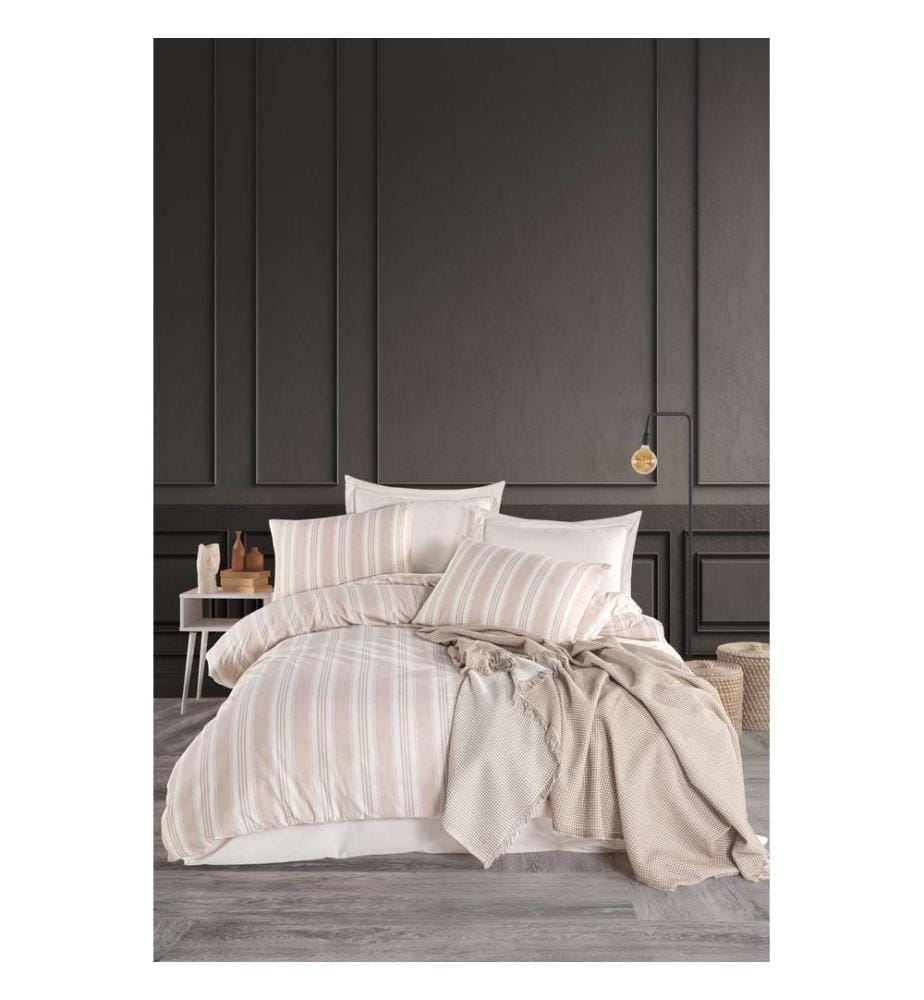 Parure de lit (kingsize), beige, 65 % coton / 35 % polyester