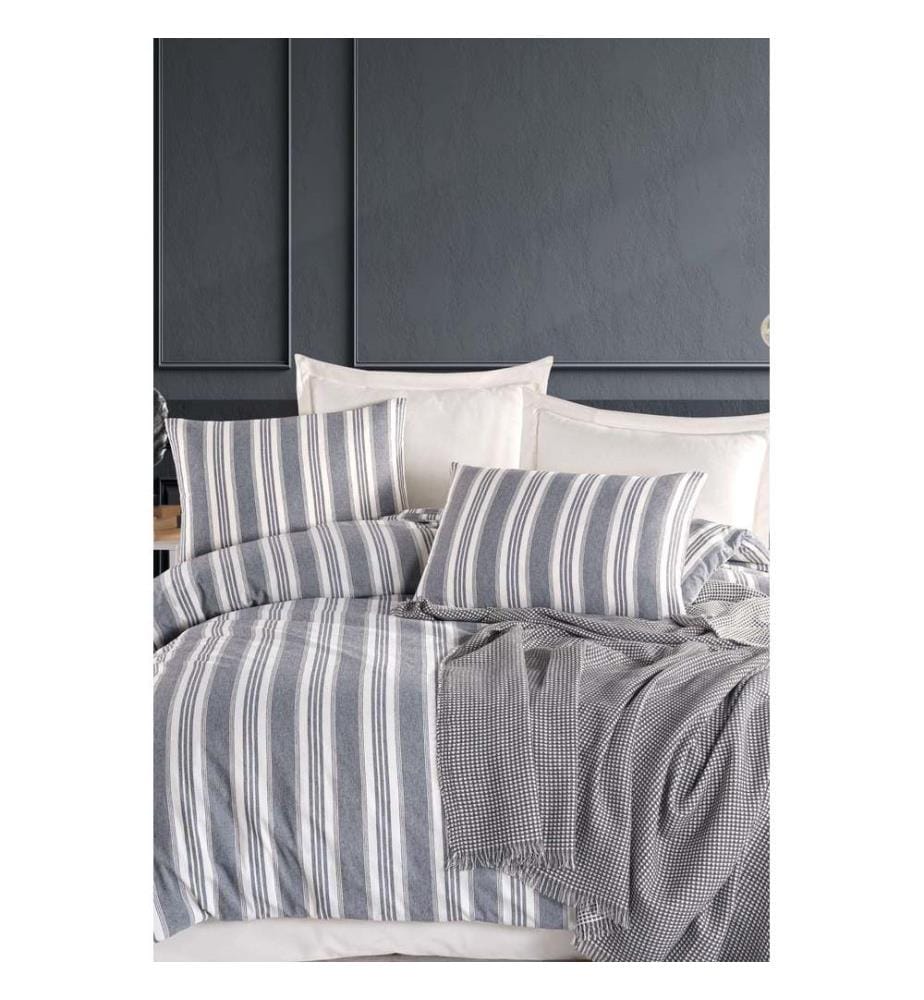 Parure de lit (kingsize), bleu marine, 65 % coton / 35 % polyester