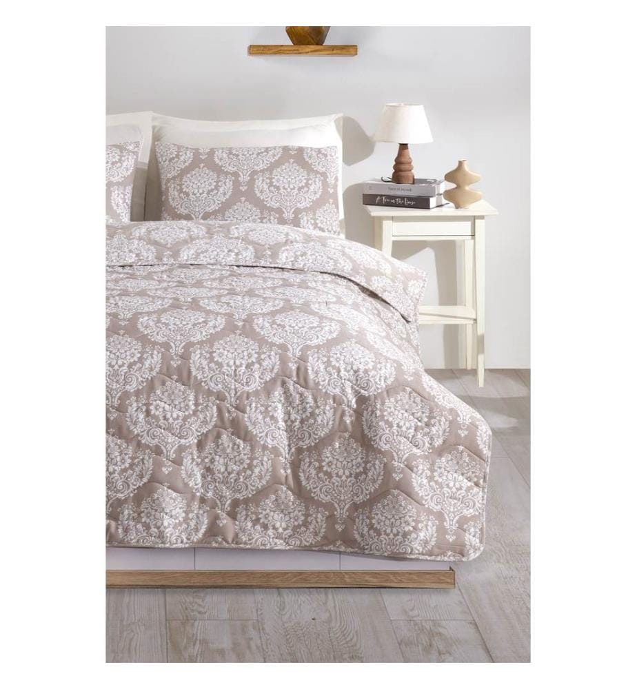 Set de couvre-lit matelassé (kingsize), marron, 65 % coton / 35 % polyester (housse) /