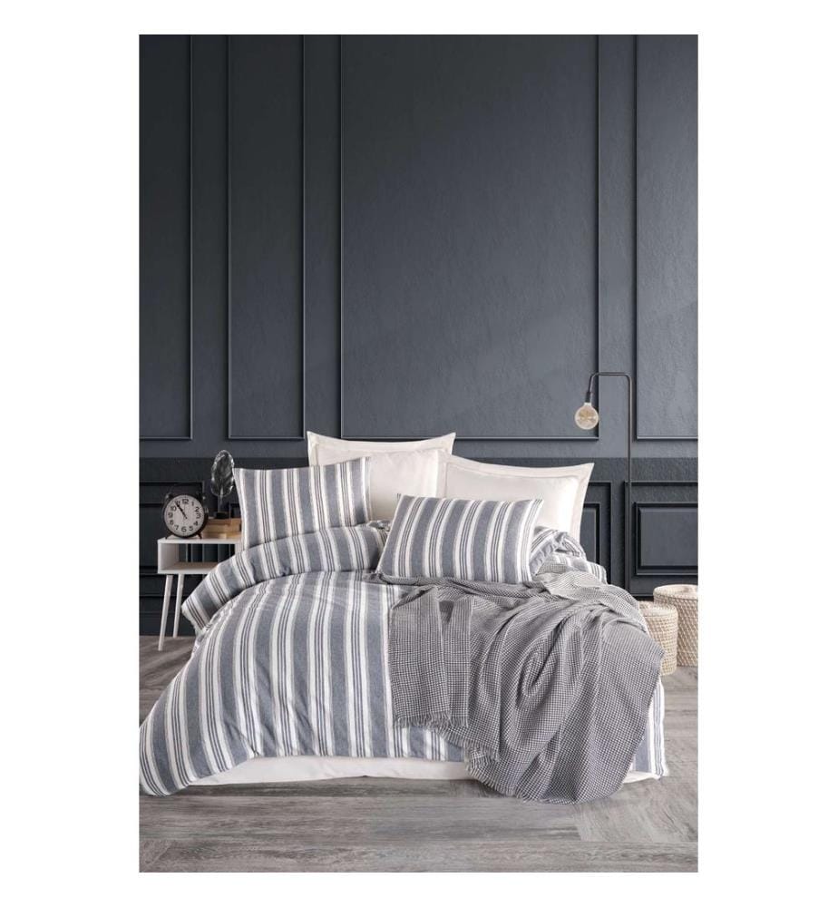 Ensemble linge de lit (Super King), bleu marine, 65 % coton / 35 % polyester