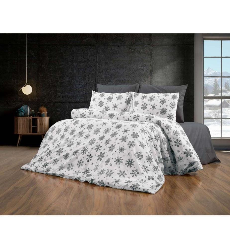 Set copripiumino Super King, bianco e grigio, 70% cotone / 30% poliestere