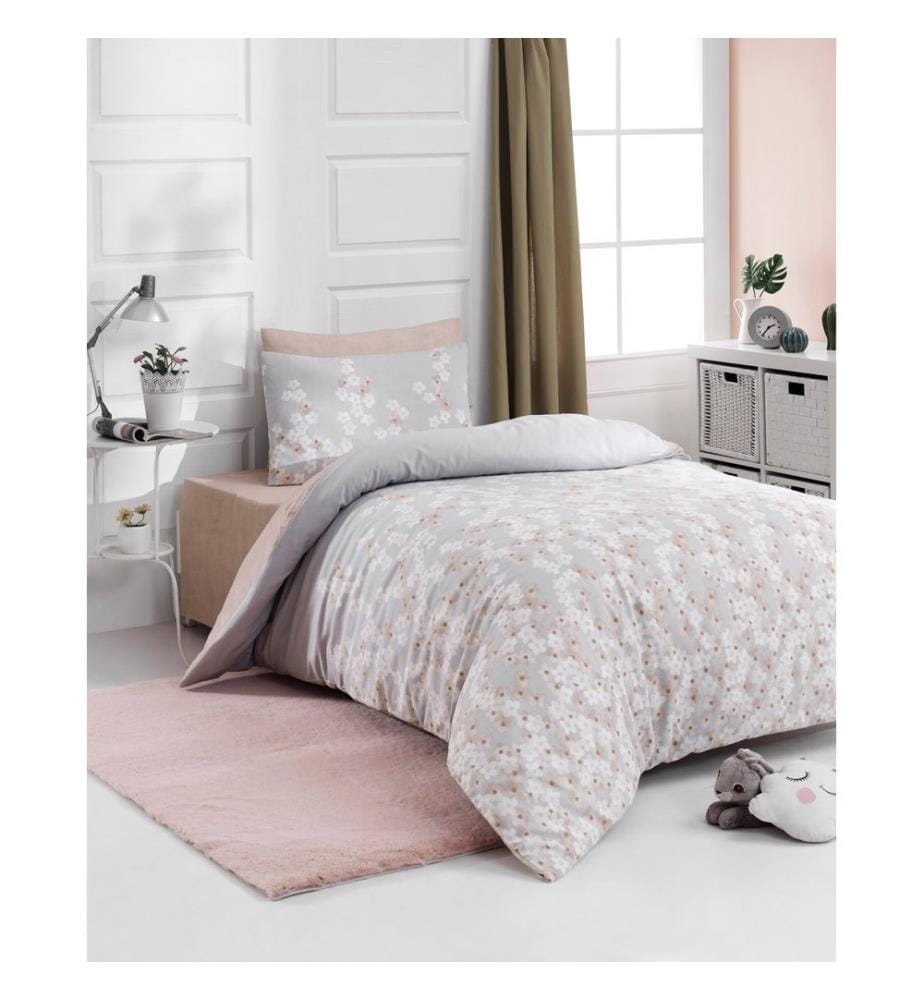 Parure de lit simple, vieux rose, 65 % coton / 35 % polyester