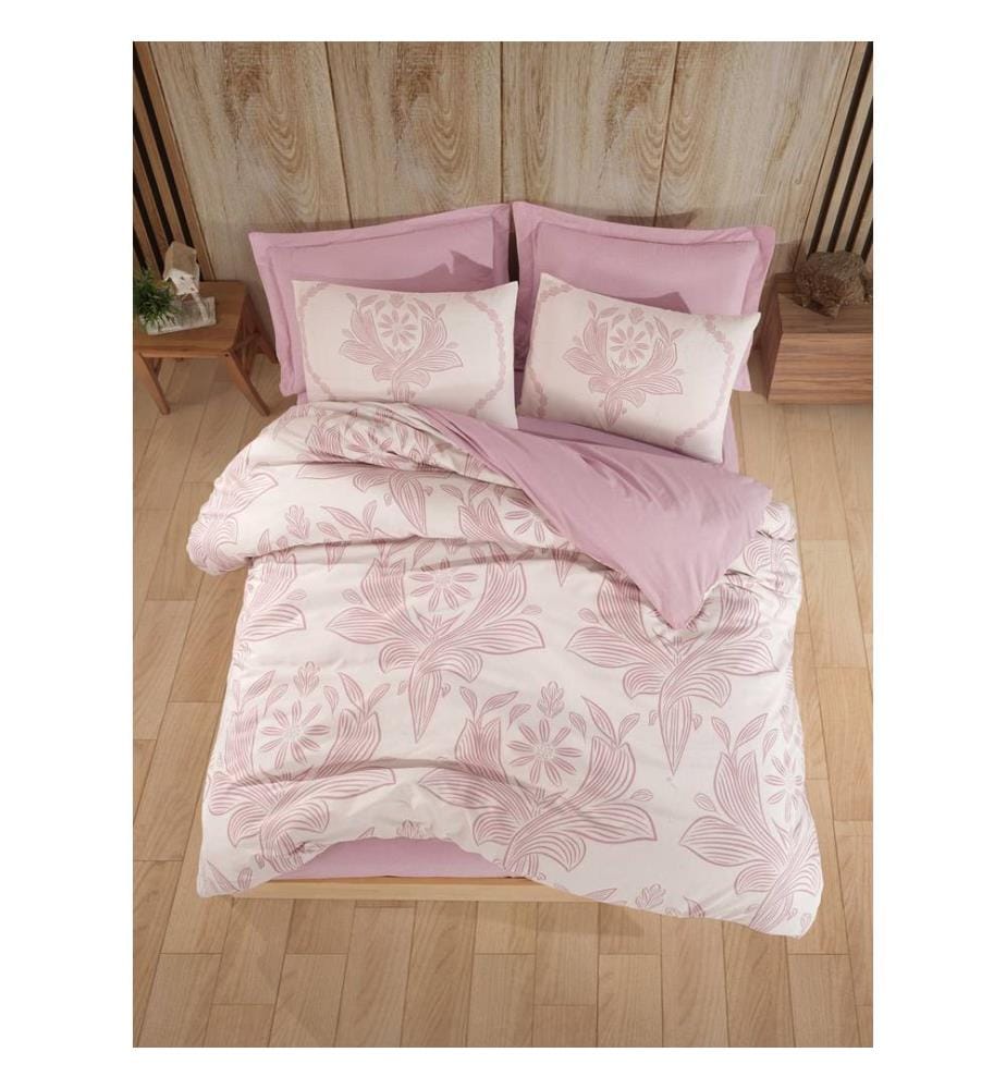 Parure de lit simple, vieux rose, 65 % coton / 35 % polyester
