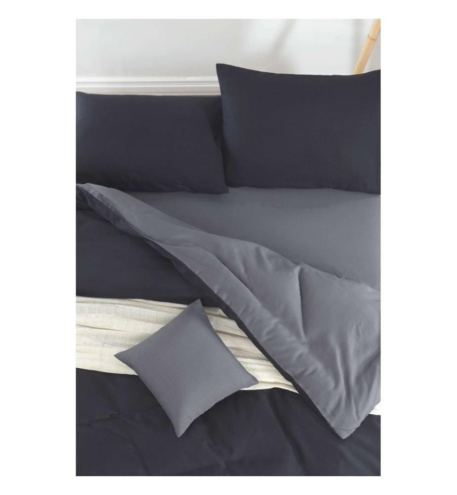 Ensemble linge de lit (Super King), noir, gris fumé, 65 % coton / 35 % polyester