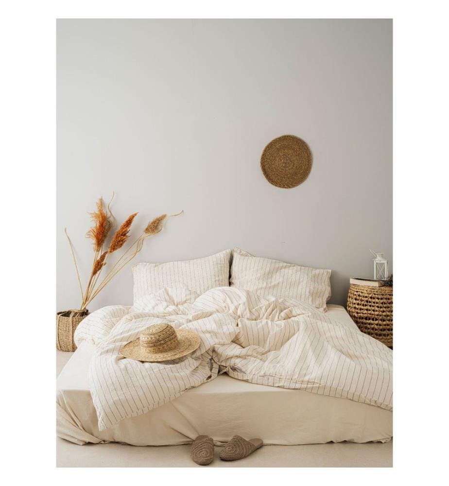 Ranforce King, parure de lit, blanc, noir, 100 % coton