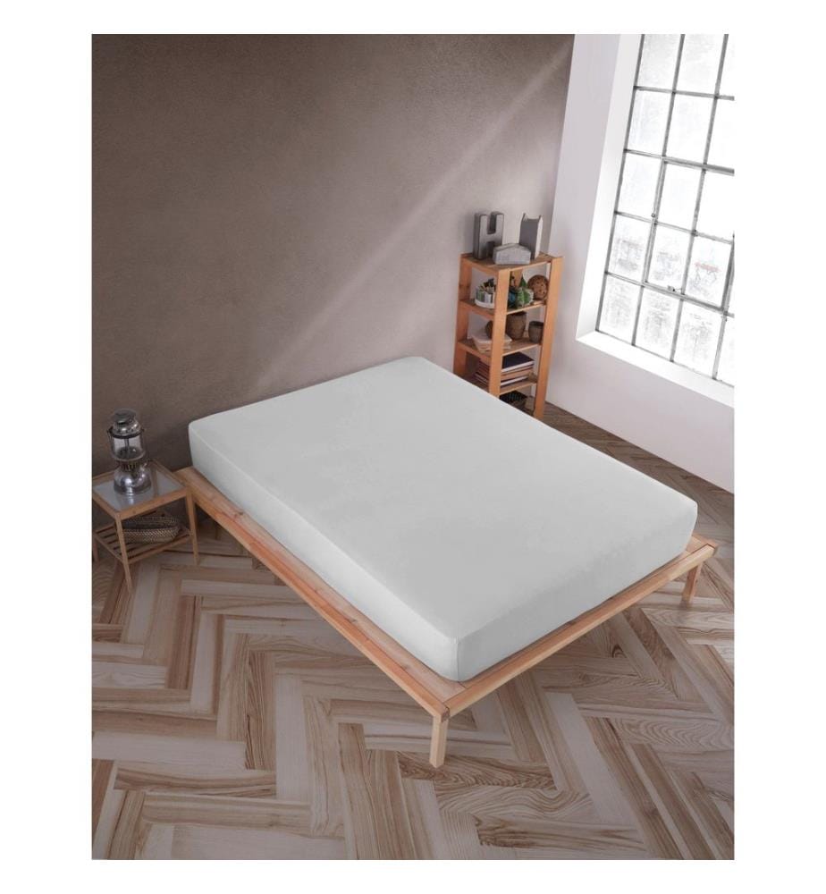 Drap-housse en jersey, taille S (lit simple), gris, 100 % coton