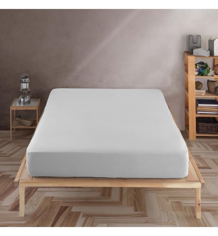 Drap-housse en jersey, taille S (lit simple), gris, 100 % coton