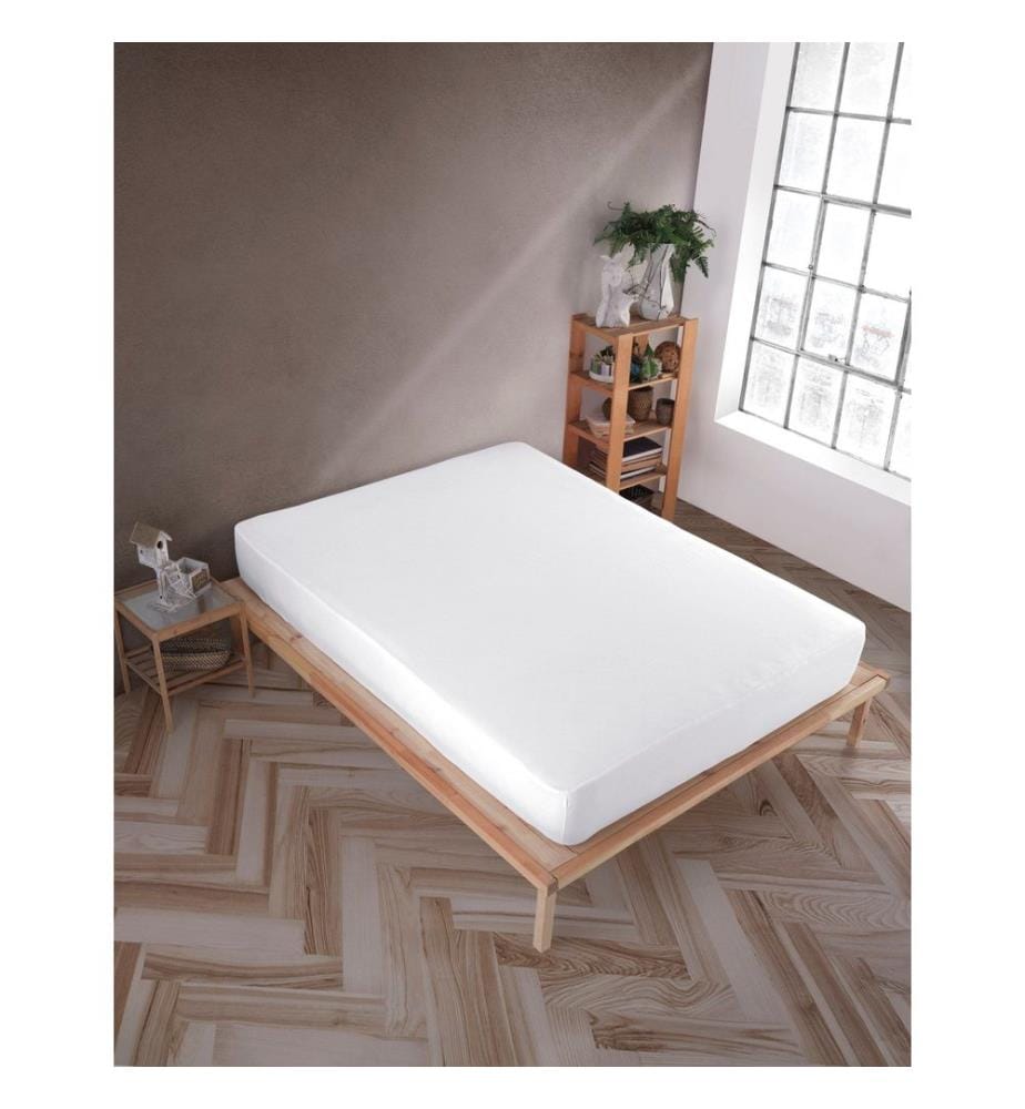 Drap-housse en jersey (lit simple), blanc, 100 % coton