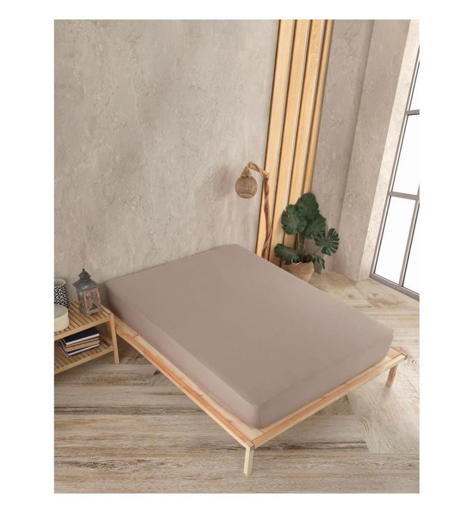 Drap-housse en jersey, taille L (lit simple), cappuccino, 100 % coton