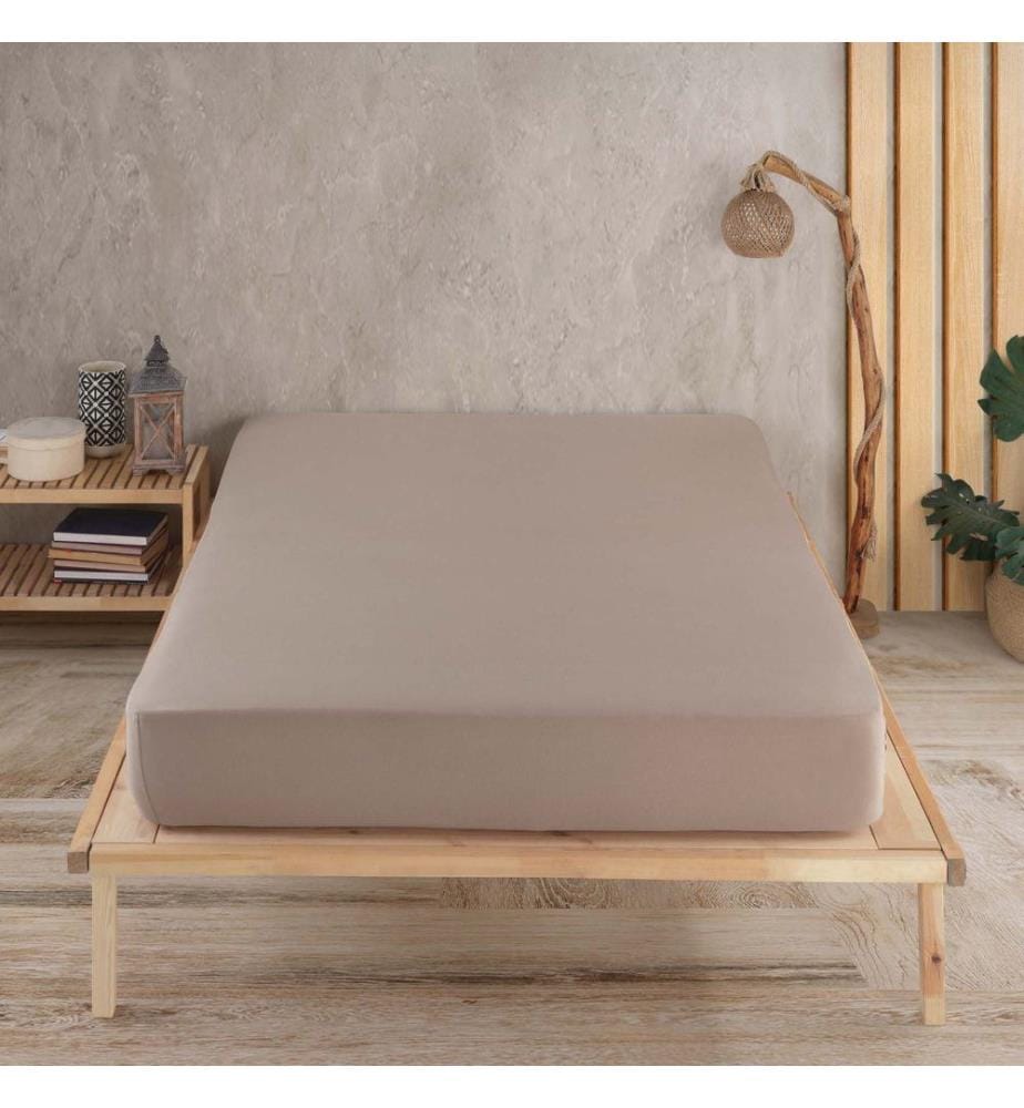 Drap-housse en jersey, taille L (lit simple), cappuccino, 100 % coton