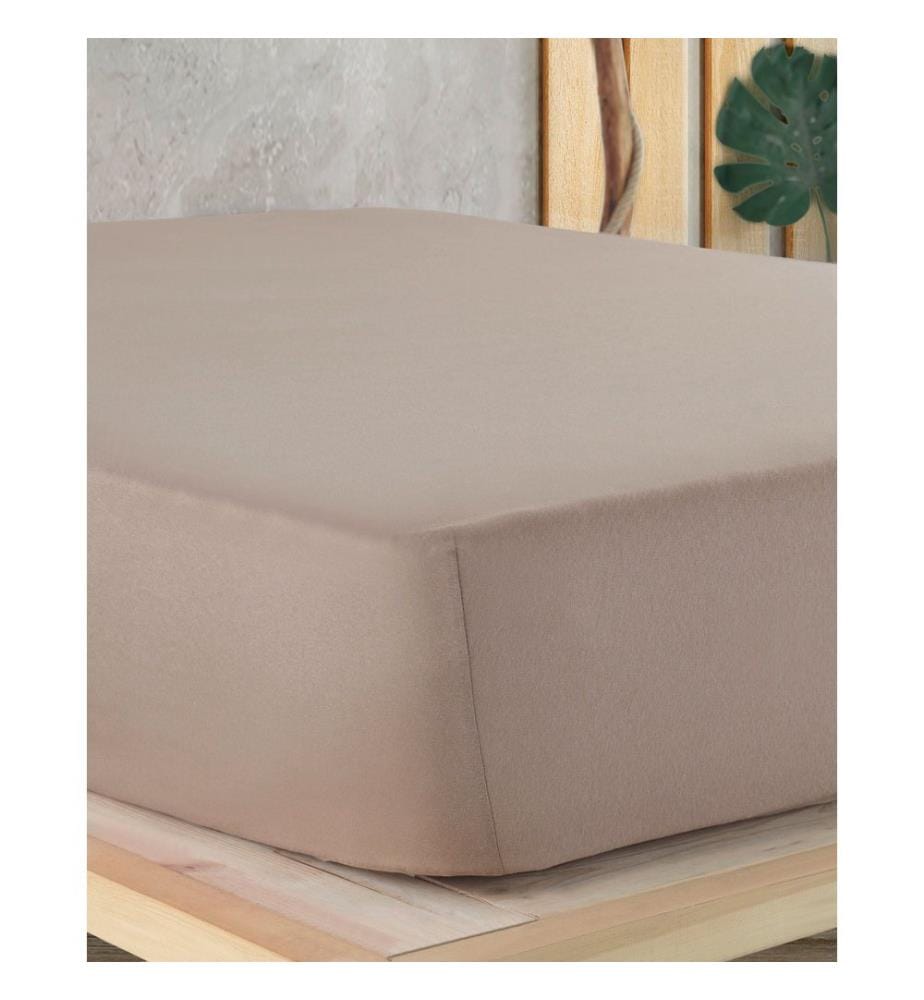 Drap-housse en jersey, taille L (lit simple), cappuccino, 100 % coton