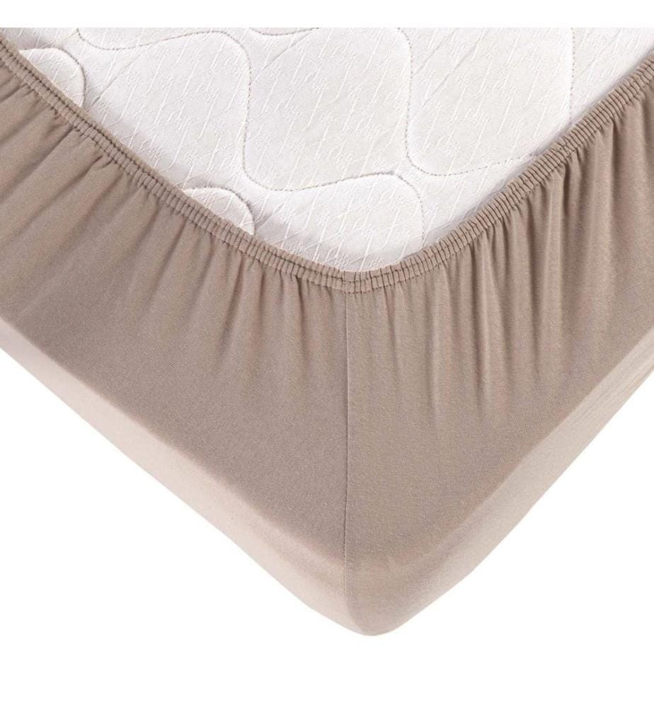 Drap-housse en jersey, taille L (lit simple), cappuccino, 100 % coton