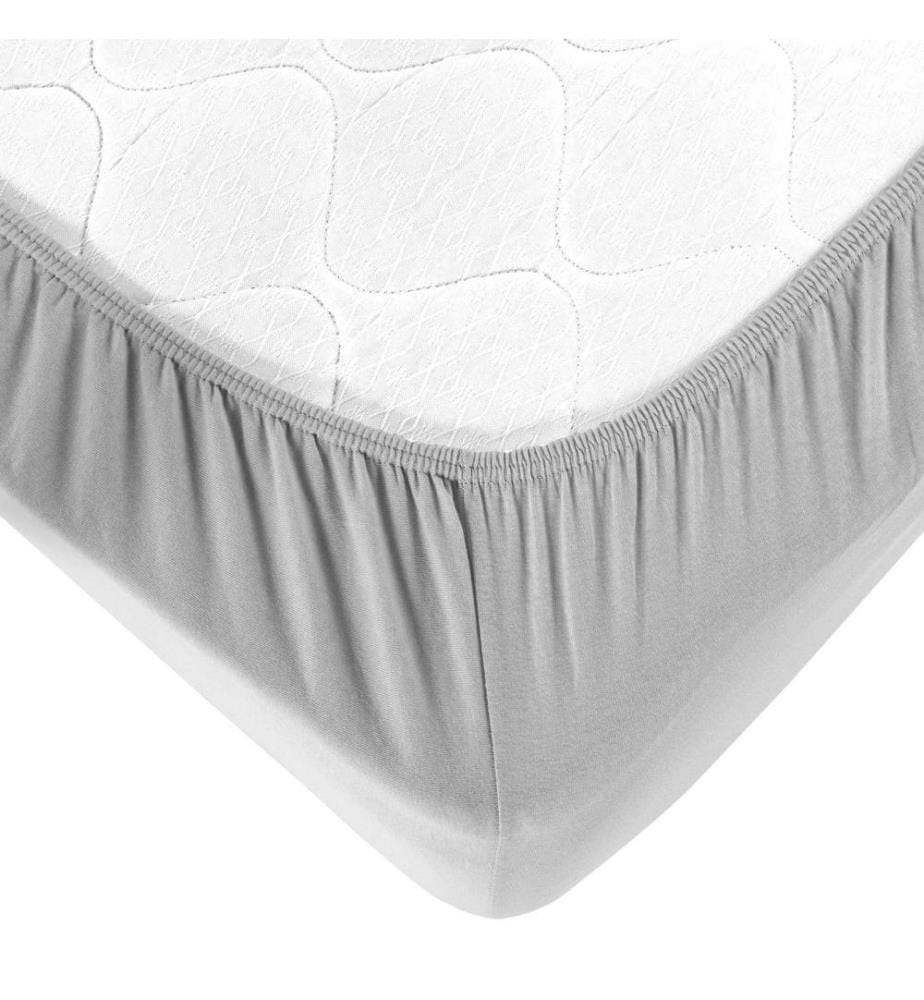 Drap-housse en jersey, taille L (lit simple), gris, 100 % coton