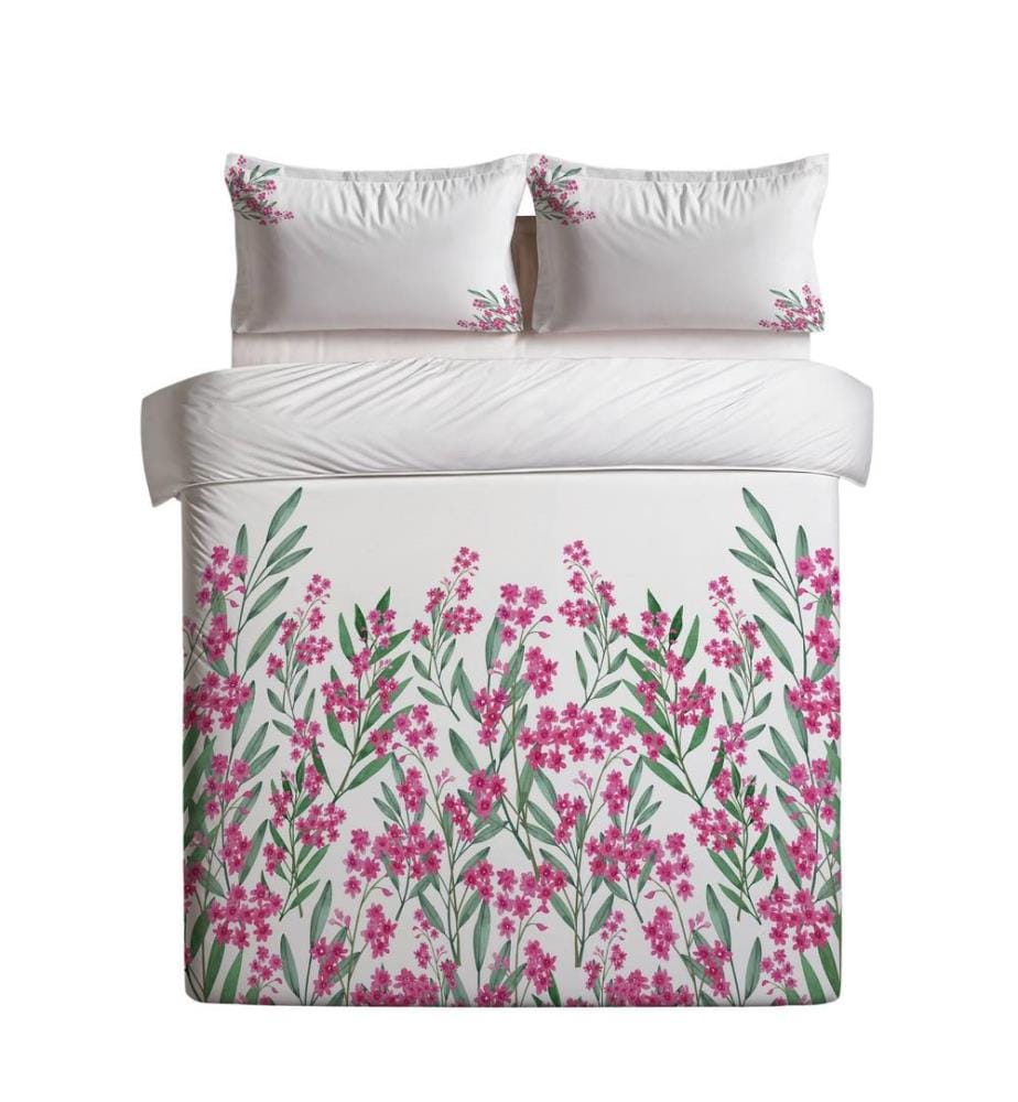 Ensemble linge de lit (kingsize), crème, vert, rose, 70 % coton / 30 % polyester