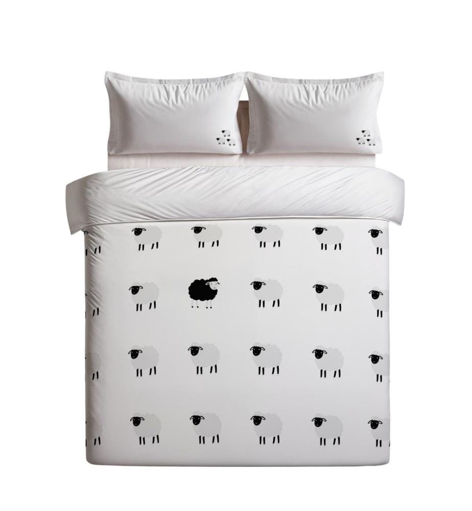 Ensemble linge de lit (kingsize), blanc, 70 % coton / 30 % polyester