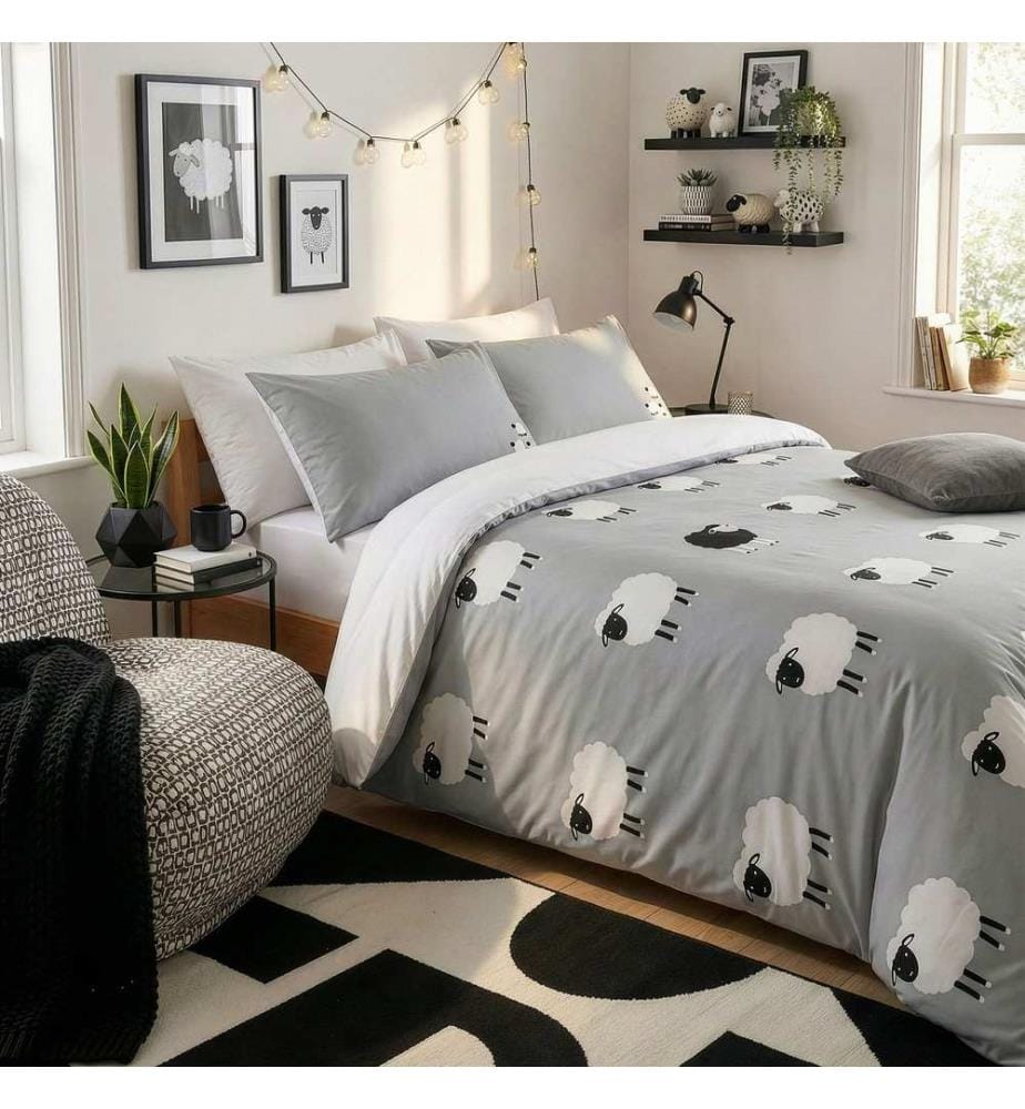 Ensemble linge de lit (Super King), gris, 70 % coton / 30 % polyester