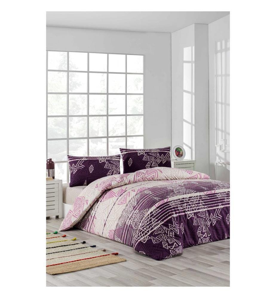 Ranforce King, ensemble linge de lit, lilas, blanc, 100 % coton
