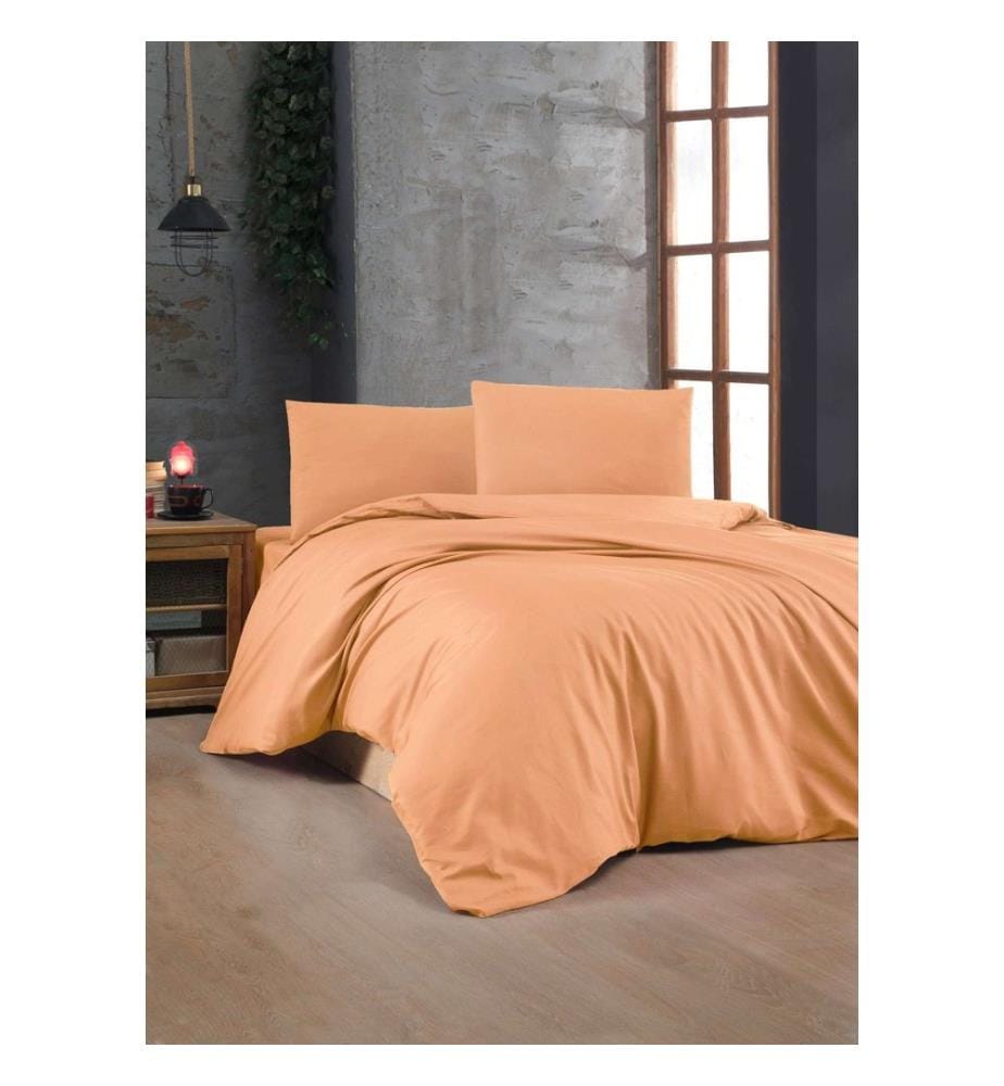 Ranforce, ensemble linge de lit simple, orange clair, 100 % coton