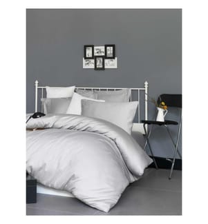 Lenzuolo con angoli in raso matrimoniale, grigio chiaro, 100% cotone satinato
