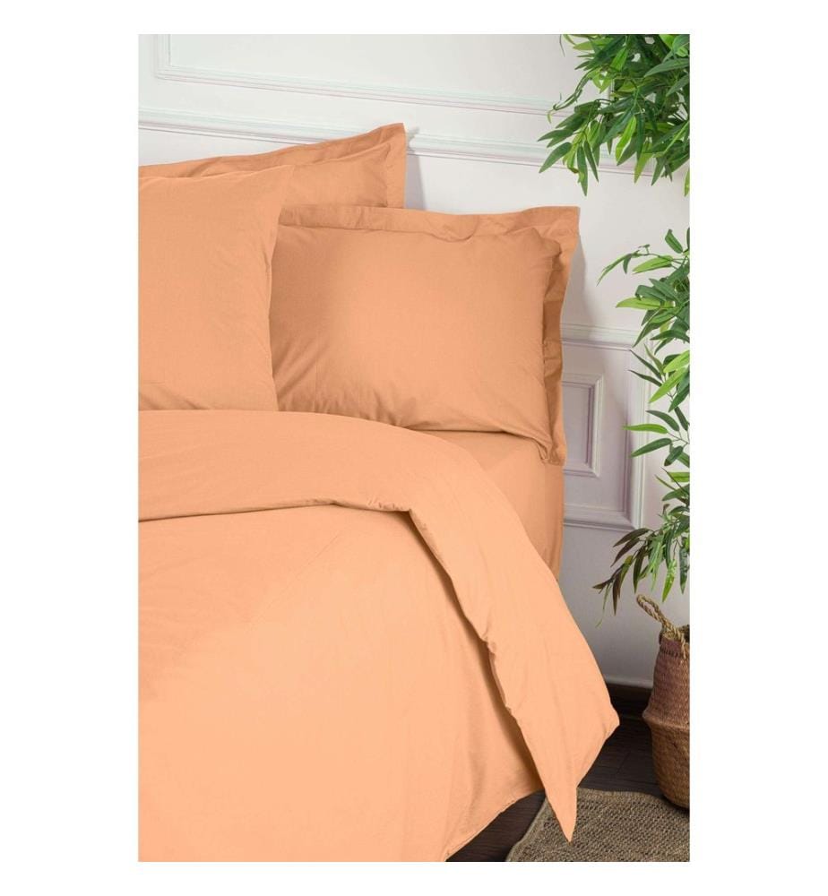 Ranforce Super King, ensemble linge de lit, orange clair, 100 % coton