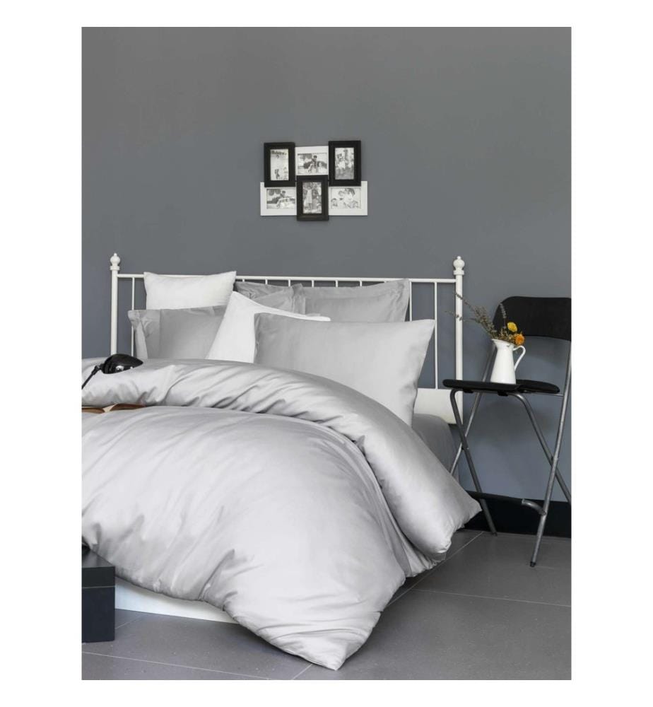 Drap-housse en satin Super King, gris clair, 100 % satin de coton