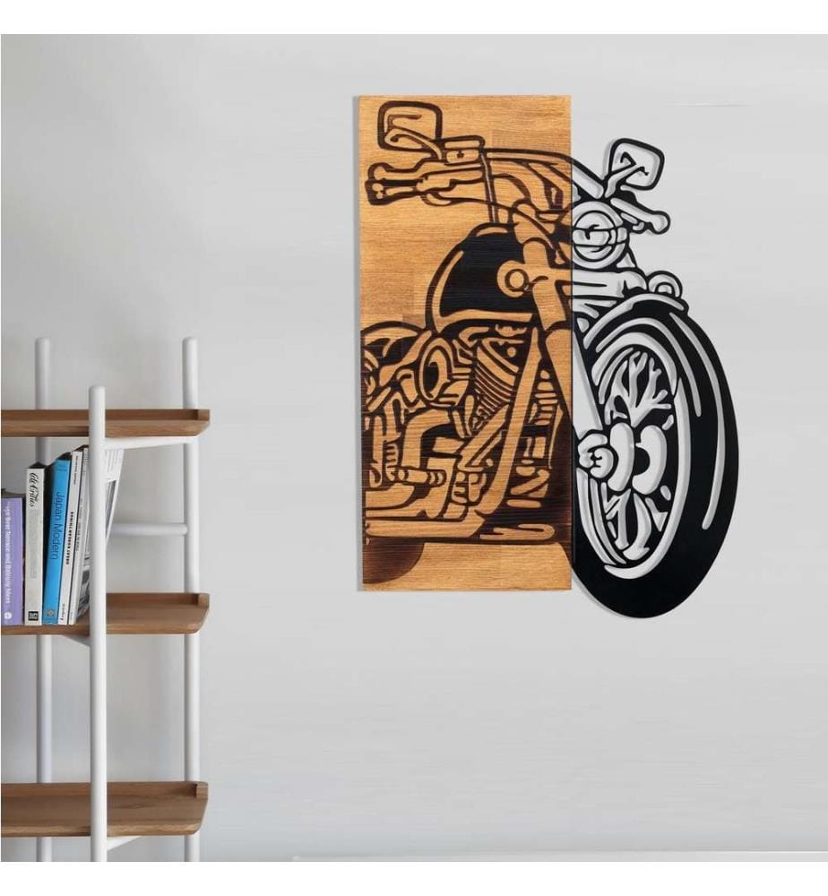 Dekoratives Wandaccessoire aus Holz, Schwarznuss, Metall, Holzrahmen