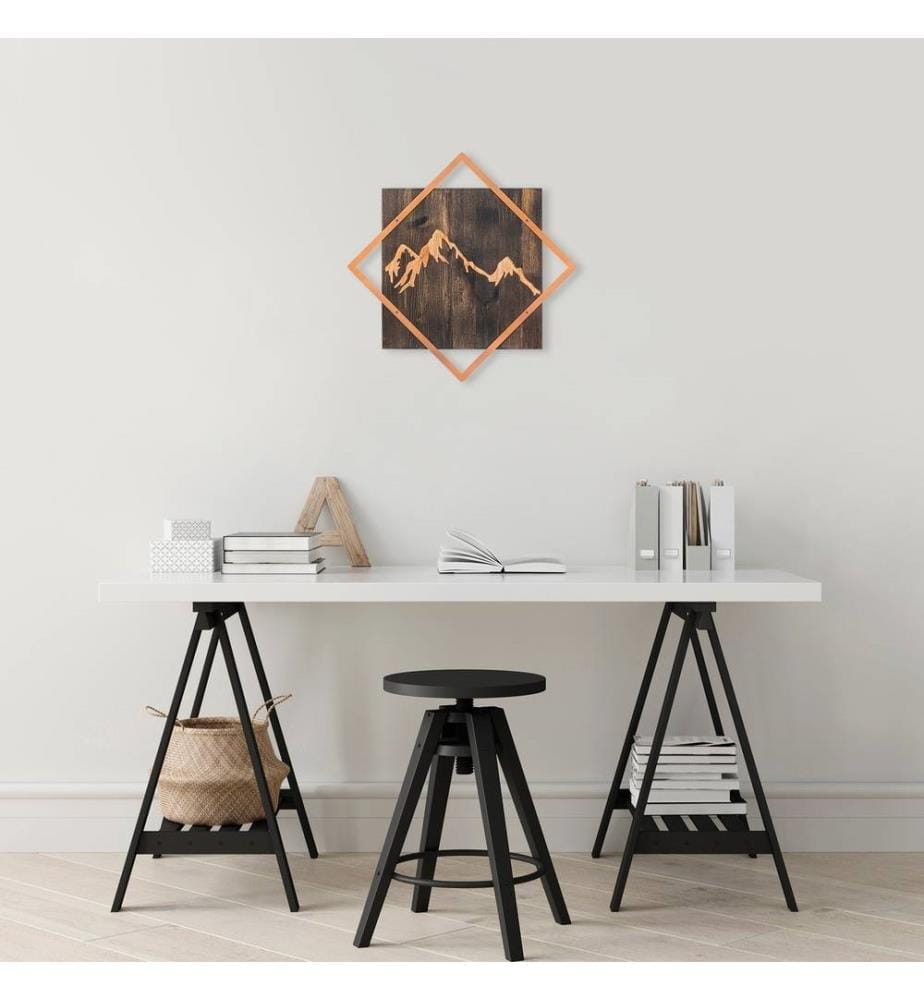 Dekorativer Wandschmuck aus Holz, Walnuss-Kupfer, 50% Holz - 50% Metall