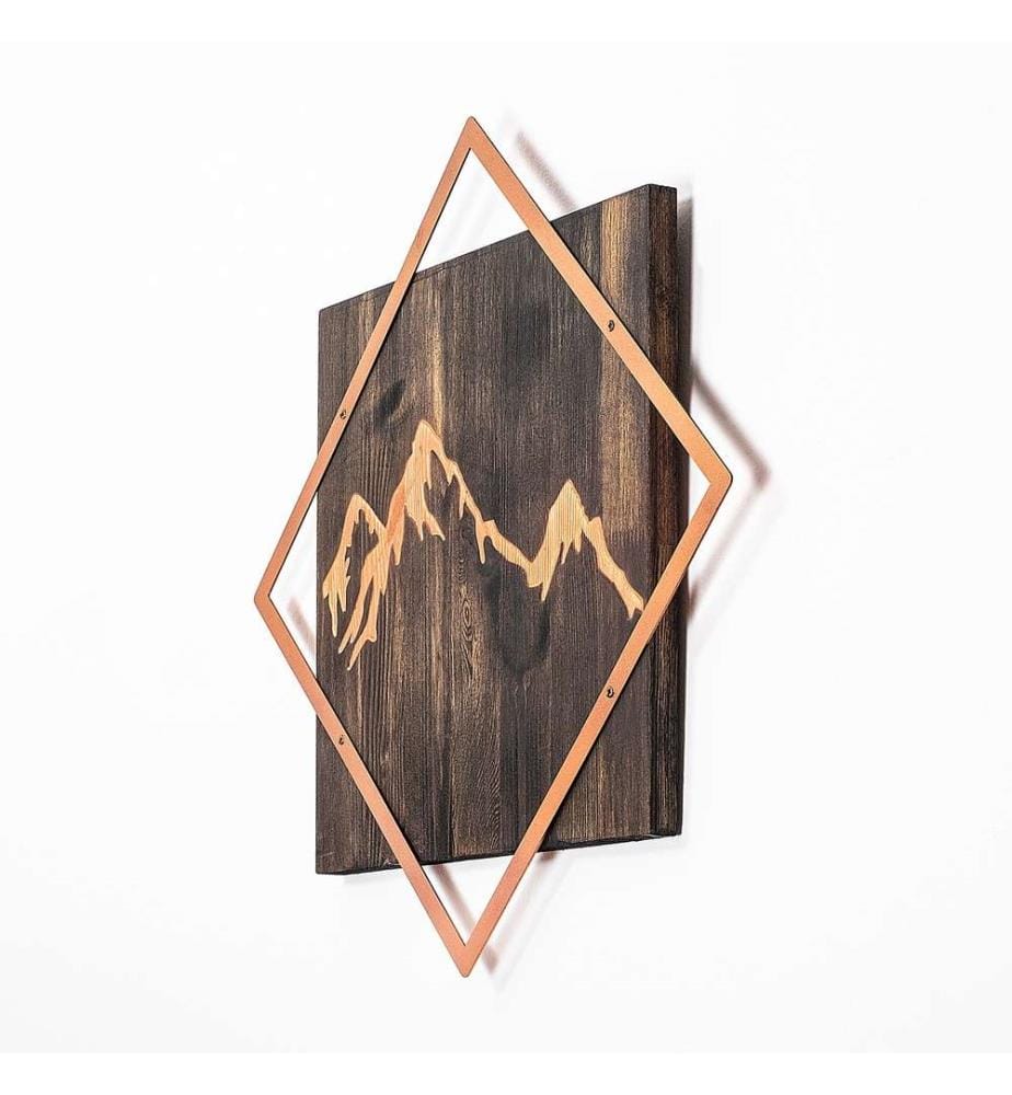 Dekorativer Wandschmuck aus Holz, Walnuss-Kupfer, 50% Holz - 50% Metall