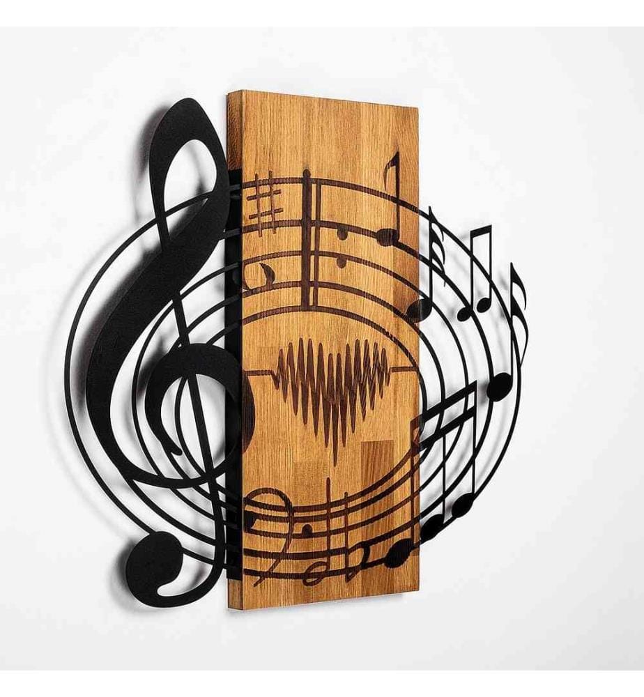 Dekoratives Wandaccessoire aus Holz, Walnuss Schwarz, 50% Holz - 50% Metall