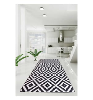 Tappeto, Nero, Bianco, 100% poliestere, 100 x 180 cm