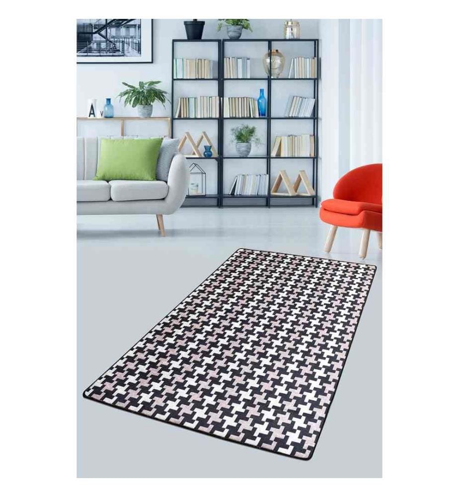 Tapis, noir, rose, blanc, 100% polyester, 80 x 120 cm