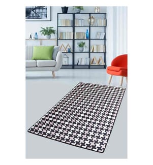 Tappeto, Nero, Rosa, Bianco, 100% poliestere, 80 x 120 cm