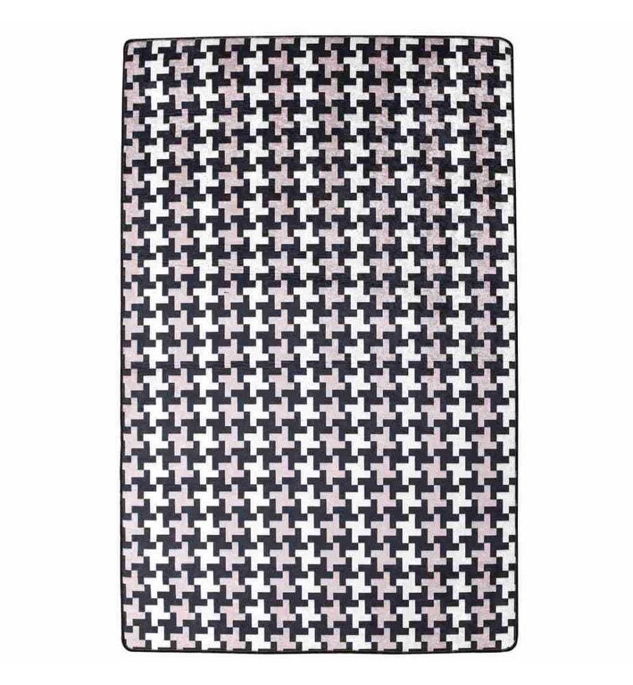 Tapis, noir, rose, blanc, 100% polyester, 80 x 120 cm