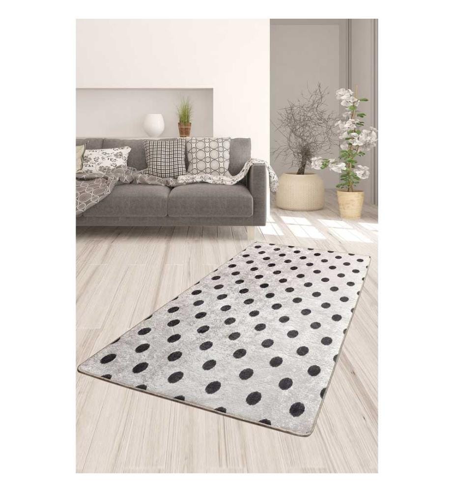 Tapis de salle, gris, 100% polyester, 80 x 150 cm