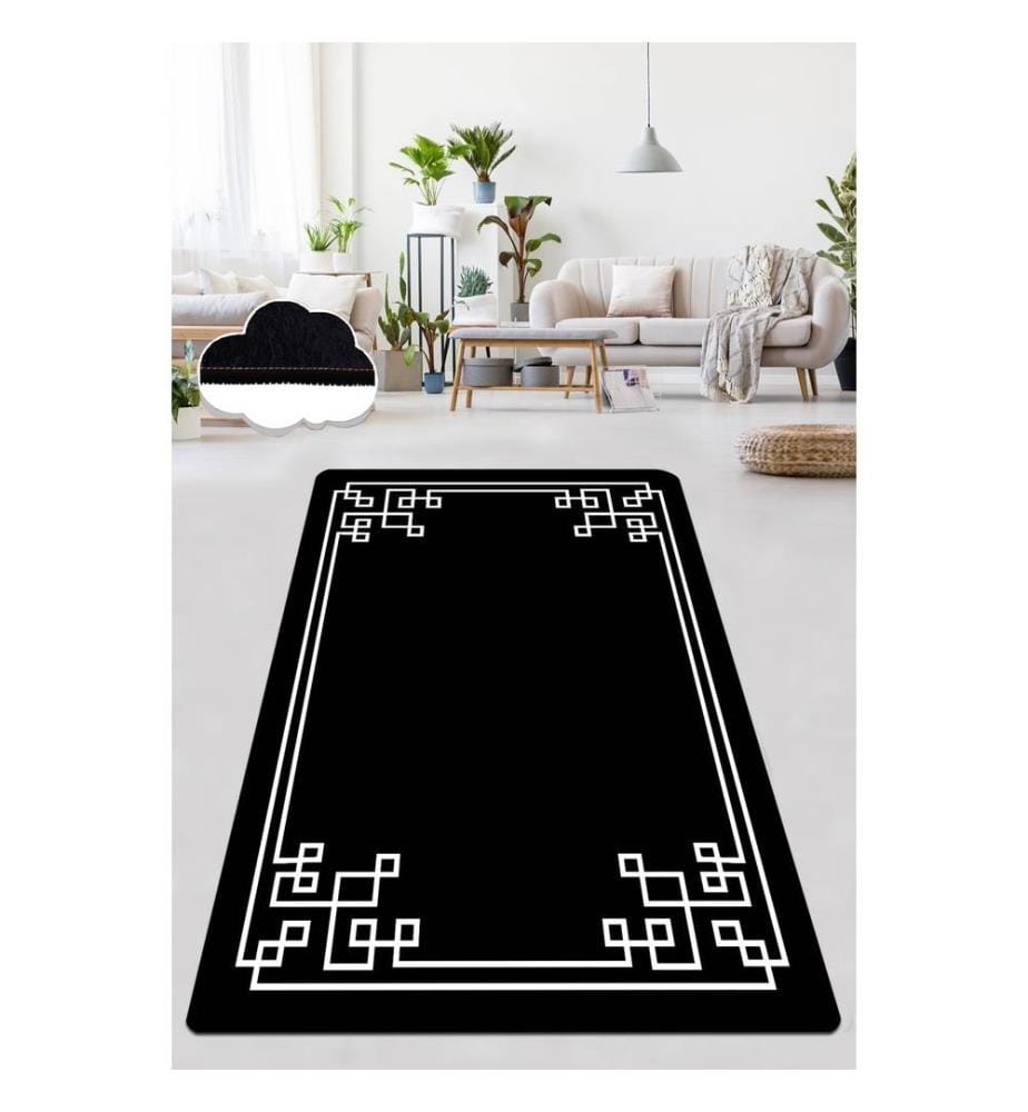 Tapis, noir, blanc, 100% polyester, 120 x 160 cm