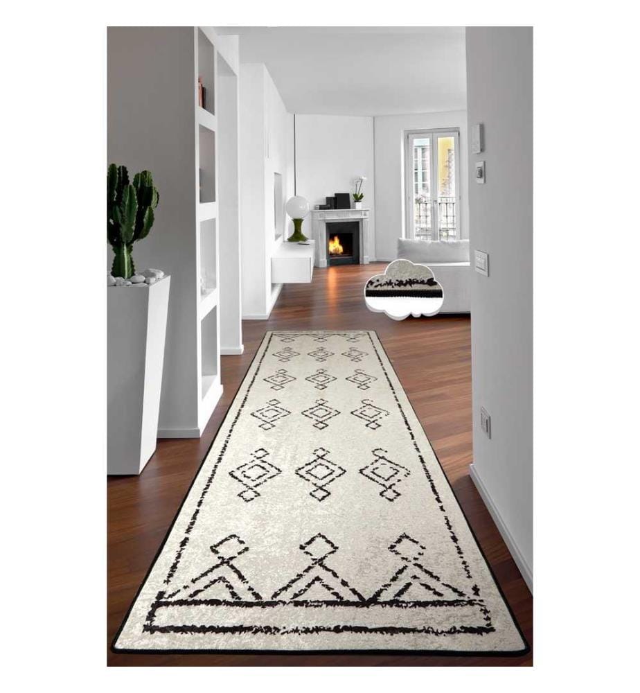 Tapis de salle, blanc, 100% polyester, 150 x 300 cm