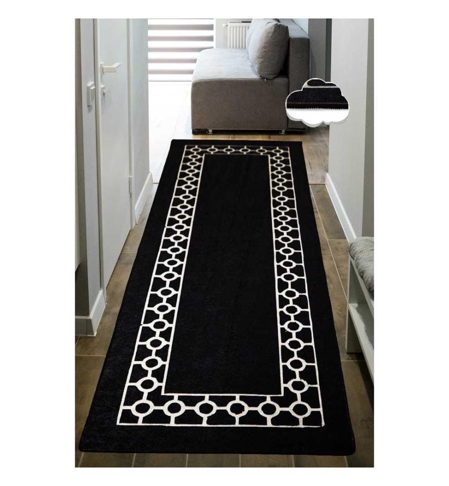 Tapis, noir, blanc, 100% polyester, 80 x 140 cm