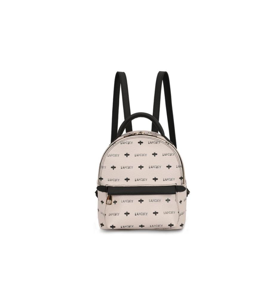 Sac à dos, Cream, Black, 100% Polyvinyl Leather