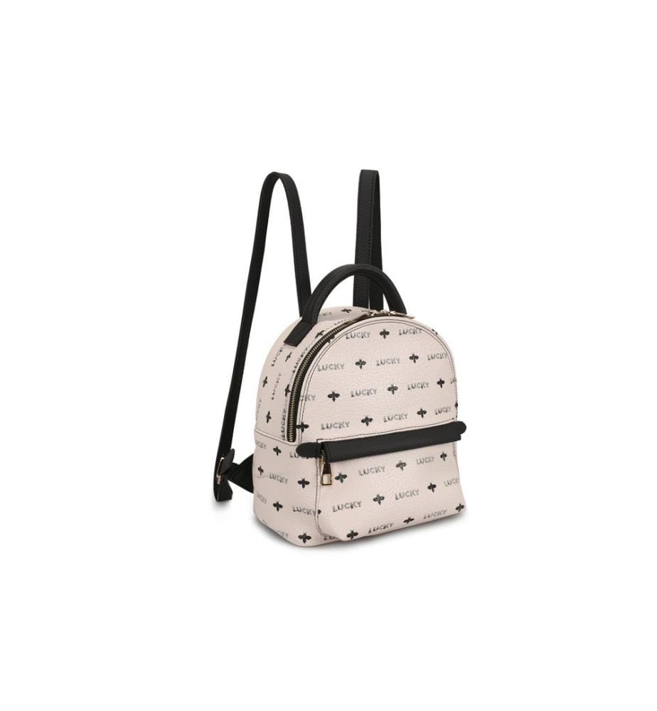 Sac à dos, Cream, Black, 100% Polyvinyl Leather