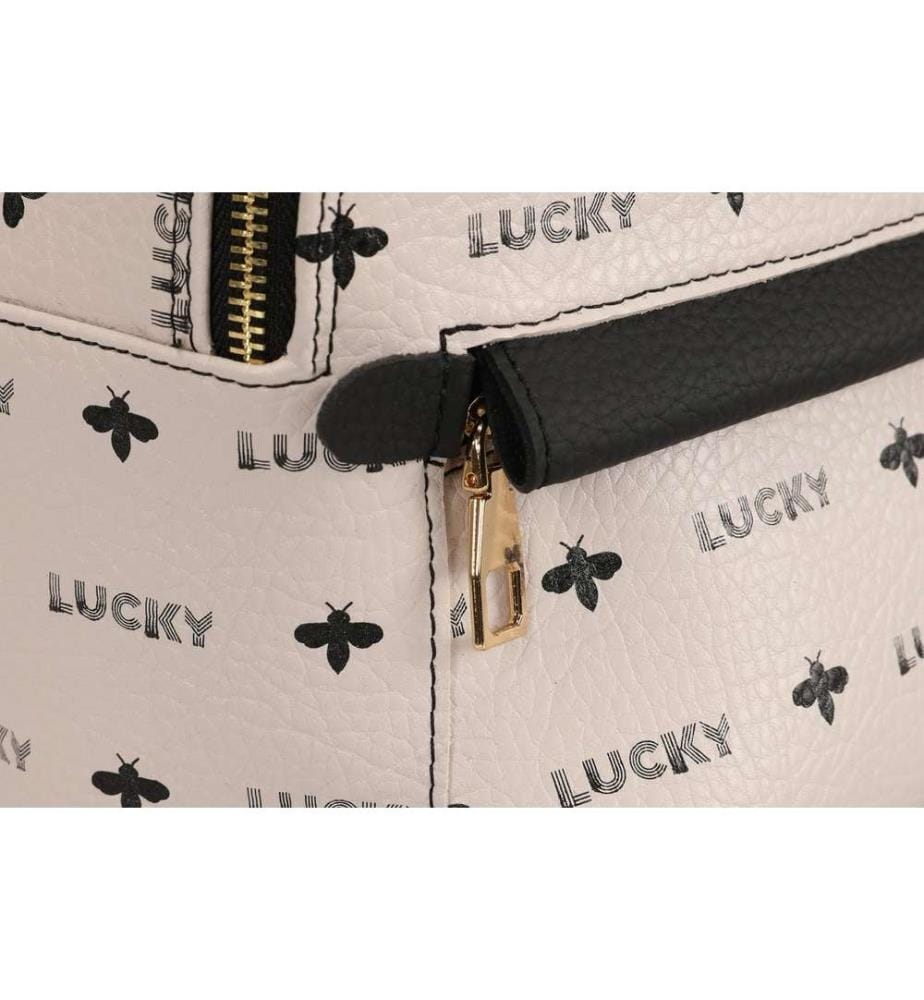 Sac à dos, Cream, Black, 100% Polyvinyl Leather