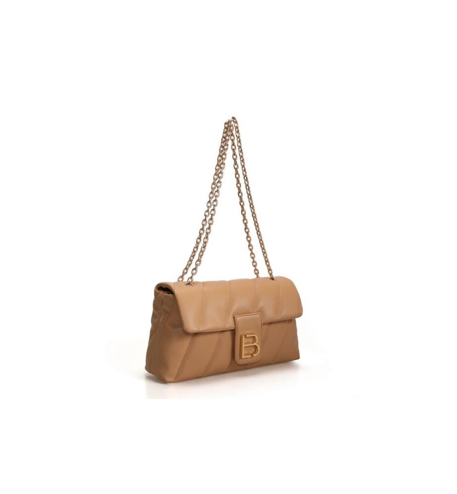 Shoulder Bag, Camel, 100% Polyvinyl Leather